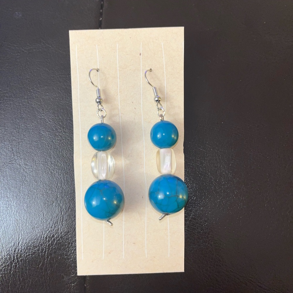 Blue Beaded Earrings